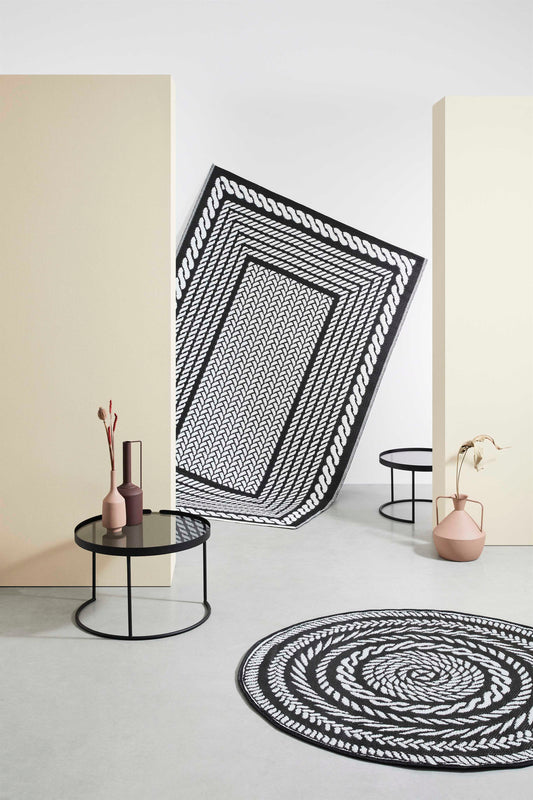 TAPPETO KASHAN BIANCO-NERO 150X210