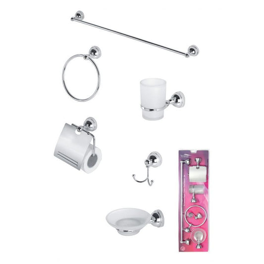 SET ACCESSORI BAGNO PZ.6 CROMO/VETRO