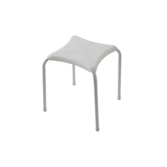 SGABELLO IN ABS E METALLO BIANCO QUADRATO