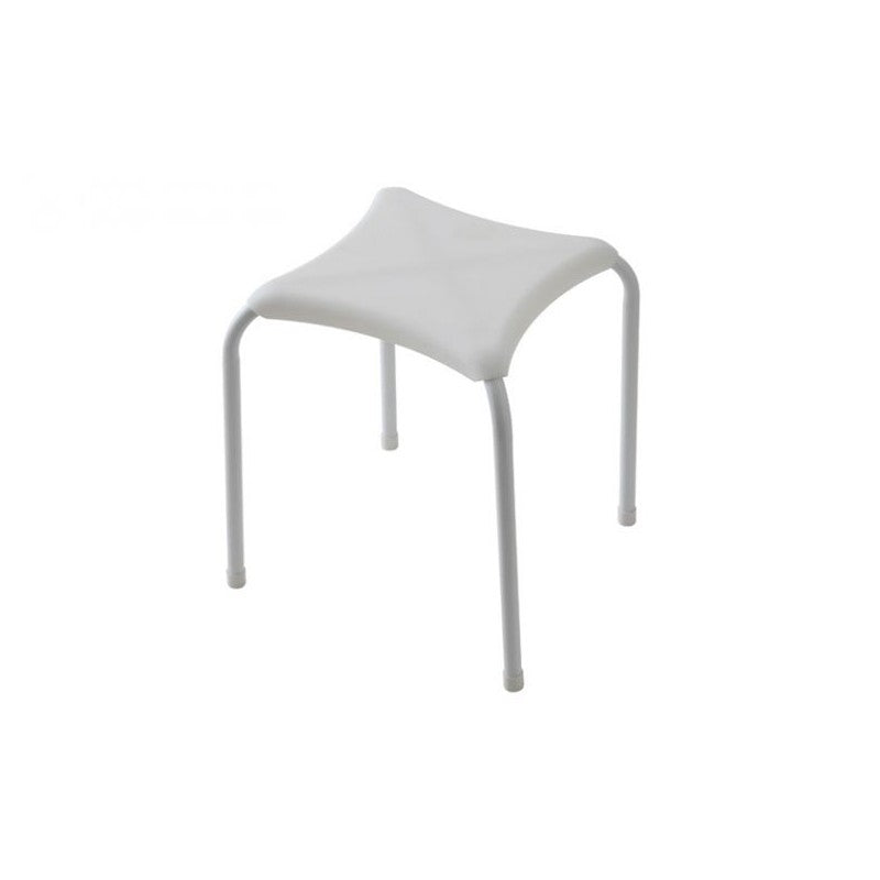 SGABELLO IN ABS E METALLO BIANCO QUADRATO