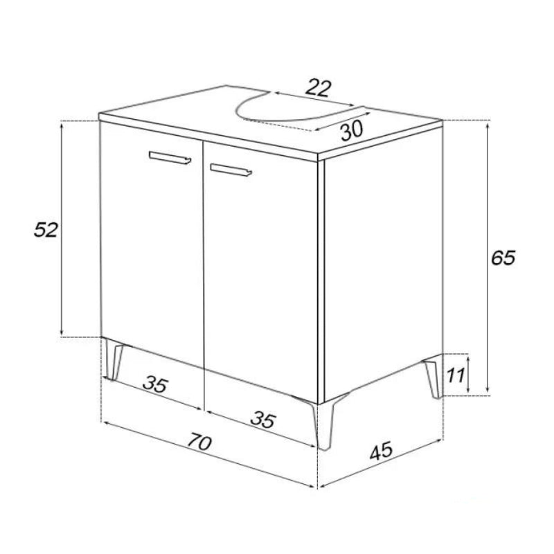 MOBILE SOTTOLAVABO 2ANTE STELLA BIANCO FERIDRAS