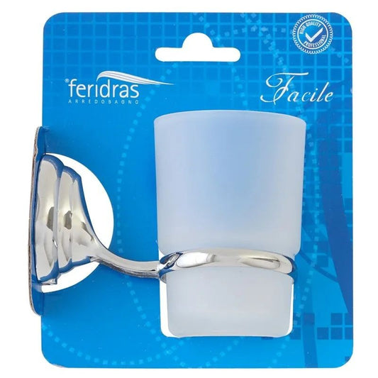 PORTABICCHIERE CROMO/VETRO SERIE FACILE