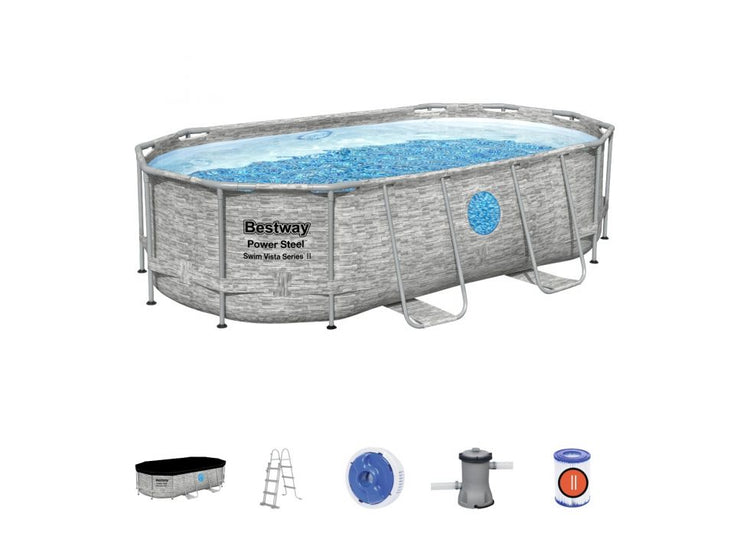 PISCINA CM.427X250 H.100 OVALE C/POMPA BESTWAY