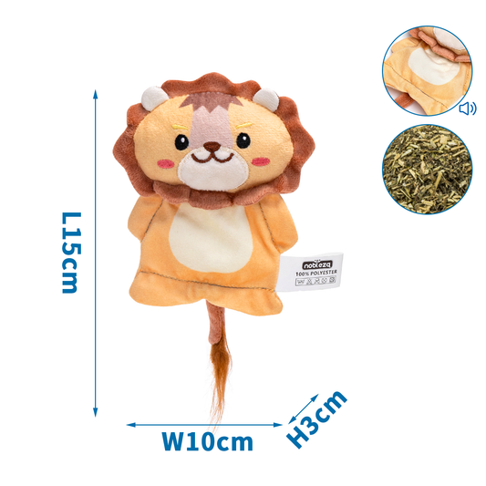 LEONE DI PELUCHE CON ERBA GATTA