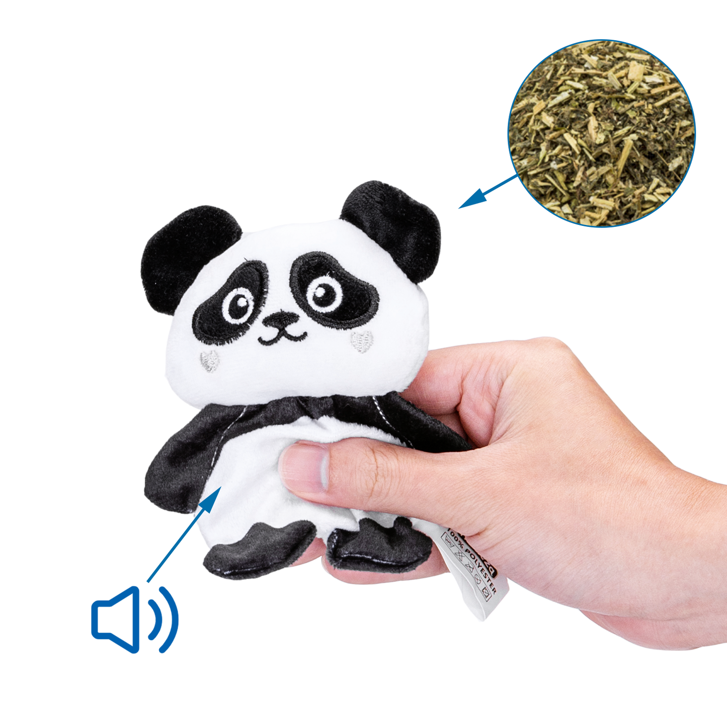 PANDA DI PELUCHE CON ERBA GATTA
