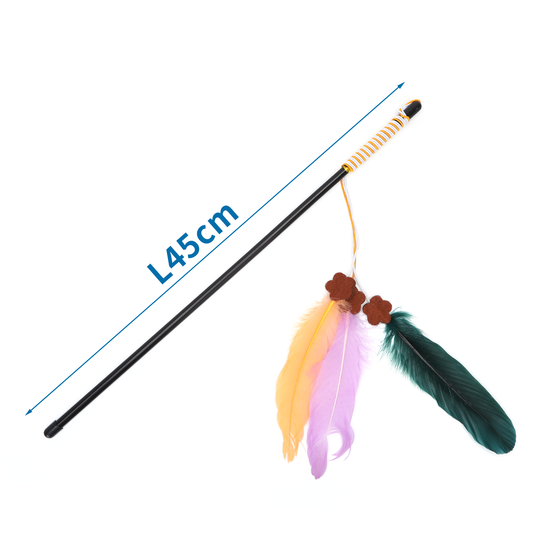 BACCHETTA PER GATTI CON PIUME COLORATE