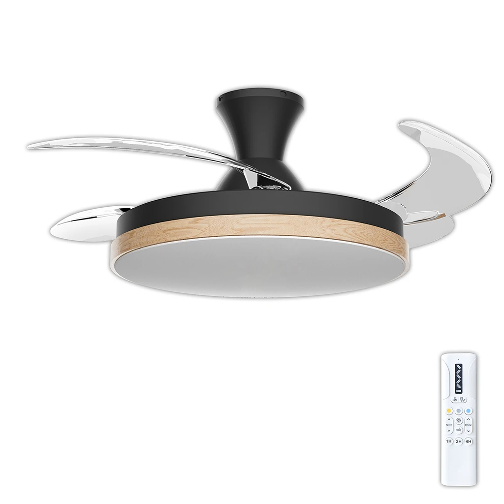 VENTILATILATORE SOFFITTO ALMA NERO+LEGNO 3000lm 30W