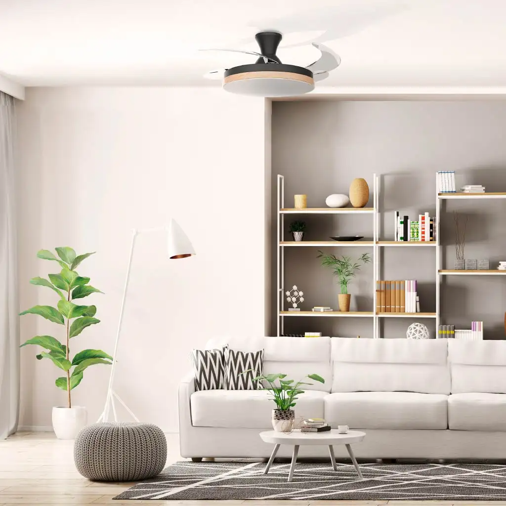 VENTILATILATORE SOFFITTO ALMA NERO+LEGNO 3000lm 30W